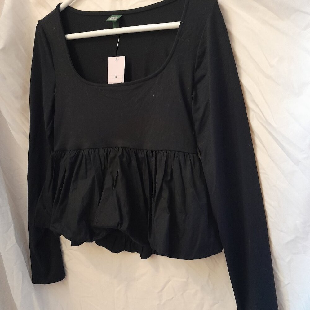 New with Tags Black Wild Fable Long Sleeve Square Neck Bubble Top - Picture 7 of 7